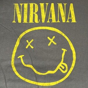Nirvana Smiley Face Graphic TShirt Gray Size Large